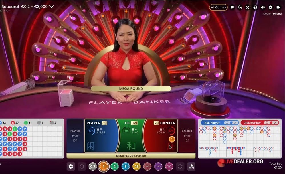 Mega Baccarat spelbord